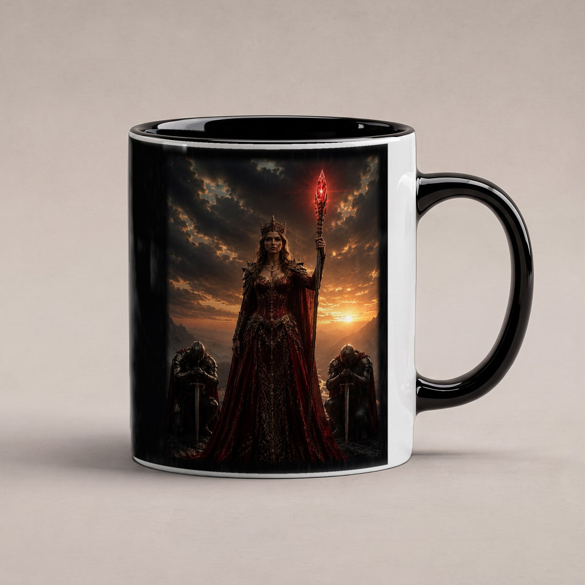Die Rote Königin – Tasse innen schwarz, freigestellt