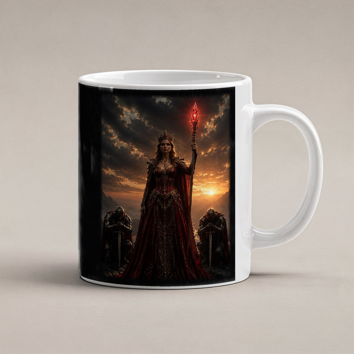 Die Rote Königin – weiße Tasse, freigestellt