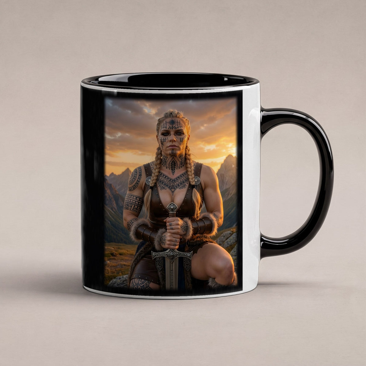 Die Runenkriegerin – Tasse innen schwarz, freigestellt