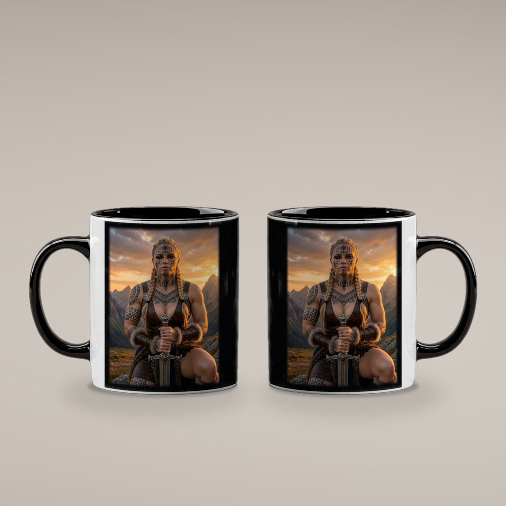 Die Runenkriegerin – Tasse innen schwarz, beide Seiten bedruckt
