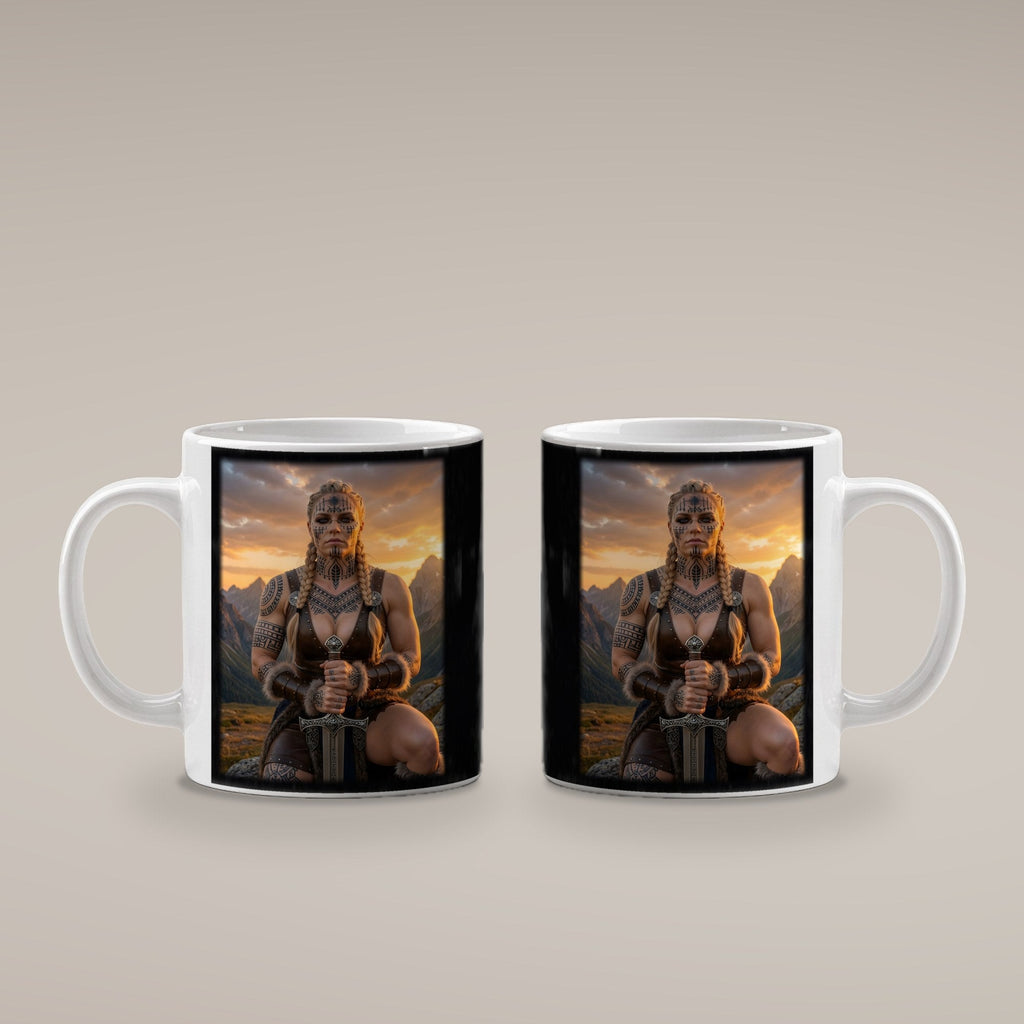 Die Runenkriegerin – weiße Tasse, beide Seiten bedruckt