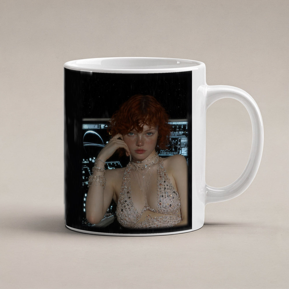 Rubinrausch – weiße Tasse, freigestellt