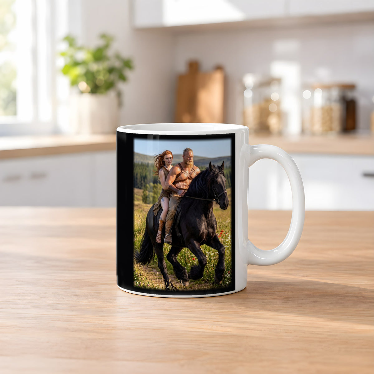 Sommerritt – weiße Tasse, auf dem Küchentresen