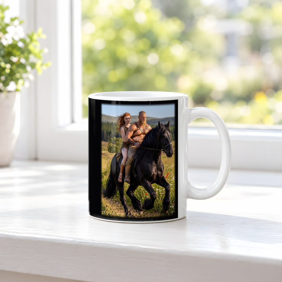 Sommerritt – weiße Tasse, auf der Fensterbank