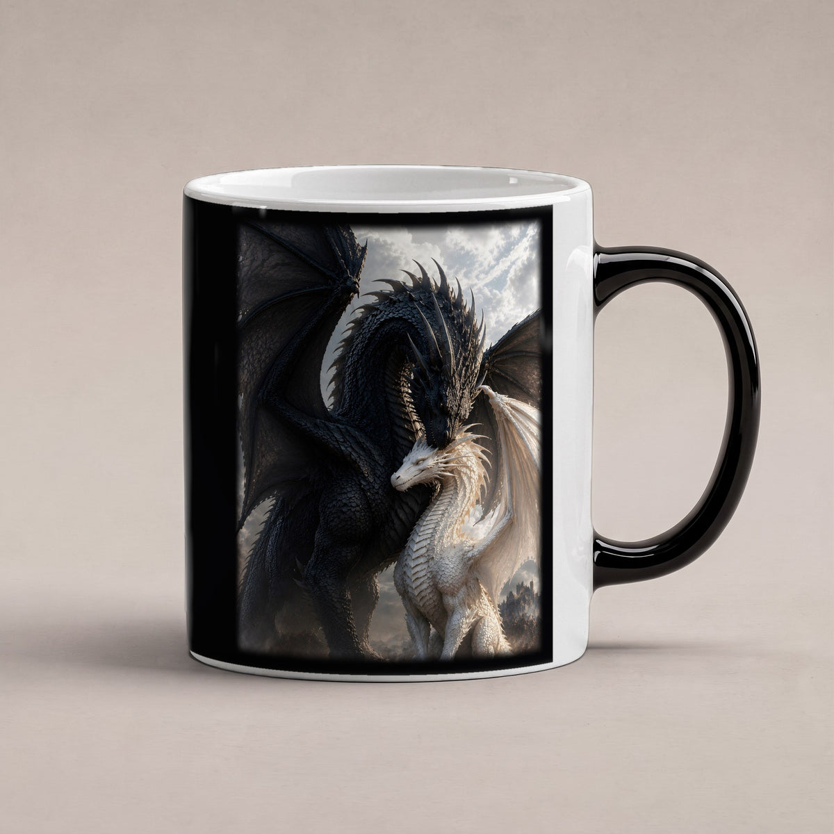 Der Seelenbund – Black Edition Zaubertasse mit Motiv (heiß), freigestellt