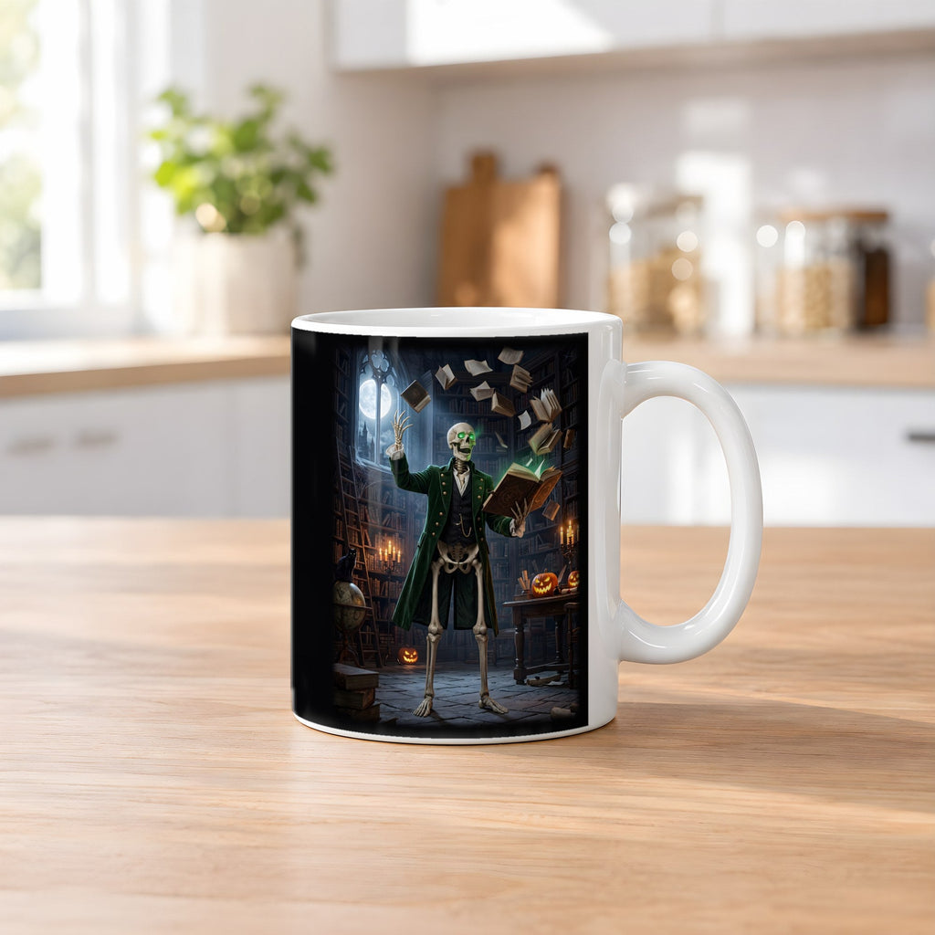 Der Bibliothekar – weiße Tasse, auf dem Küchentresen