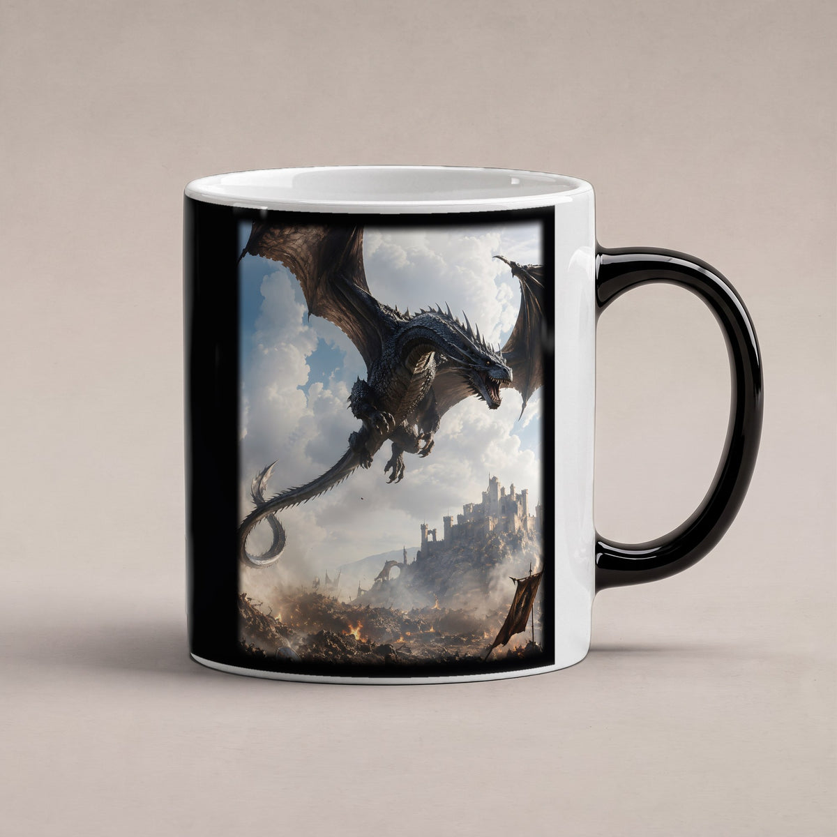 Die Silberschwinge – Black Edition Zaubertasse mit Motiv (heiß), freigestellt
