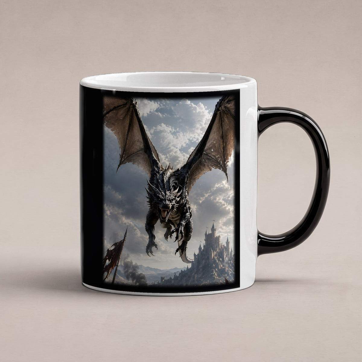 Der Schattenflug – Black Edition Zaubertasse mit Motiv (heiß), freigestellt