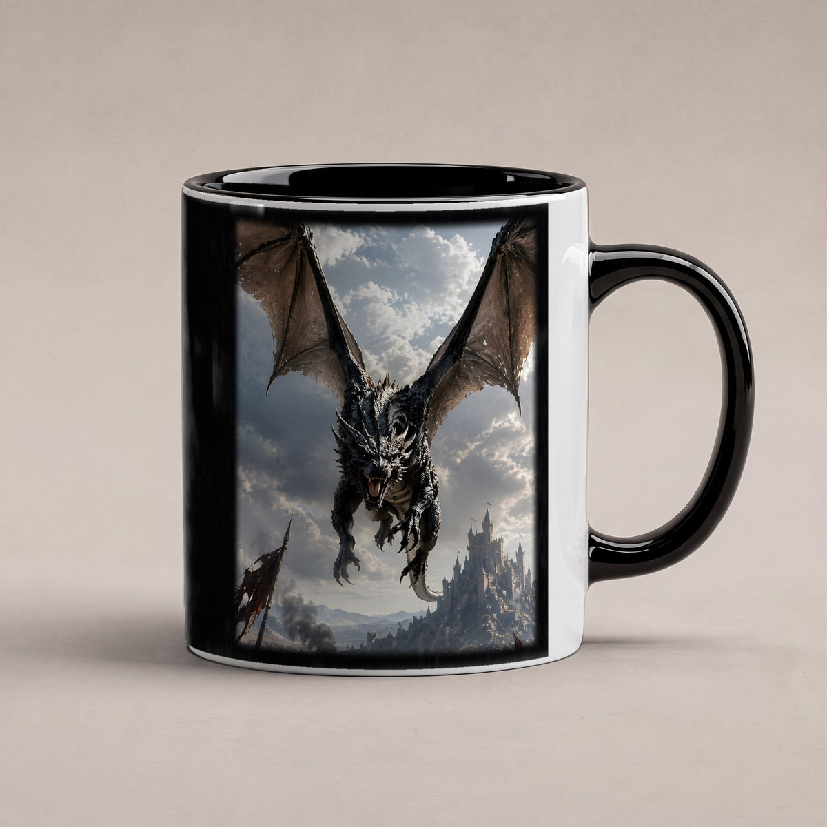 Der Schattenflug – Tasse innen schwarz, freigestellt