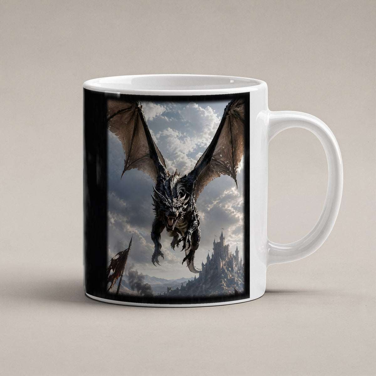 Der Schattenflug – weiße Tasse, freigestellt