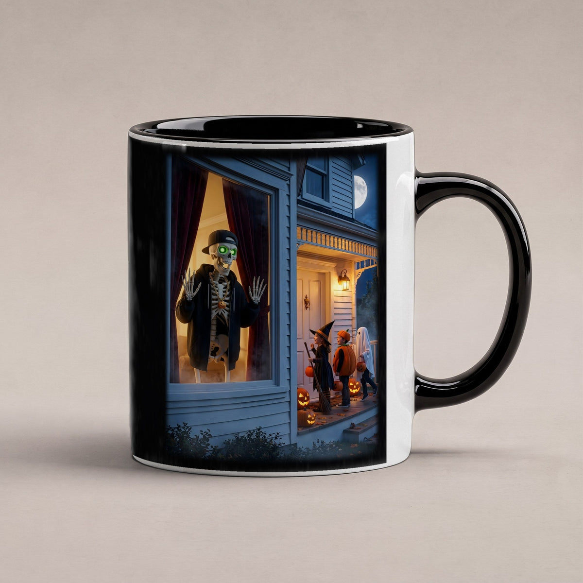 Der Fenstergast – Tasse innen schwarz, freigestellt