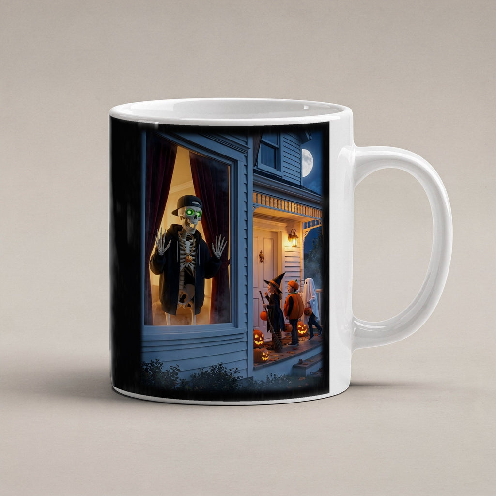 Der Fenstergast – weiße Tasse, freigestellt