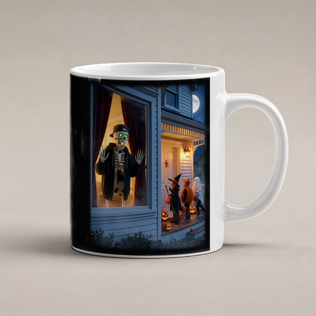 Der Fenstergast – weiße Tasse, freigestellt