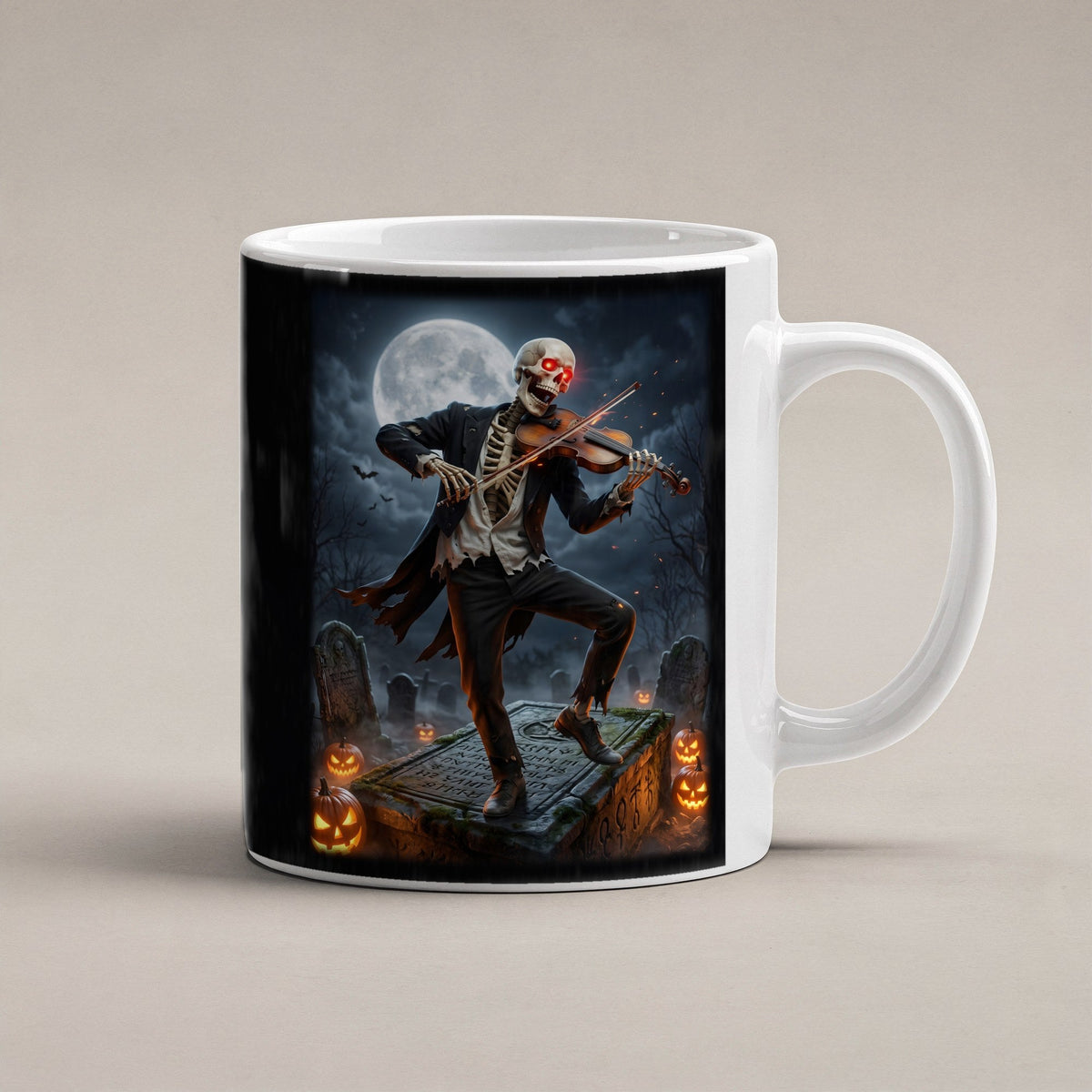 Der Geiger vom Friedhof – weiße Tasse, freigestellt
