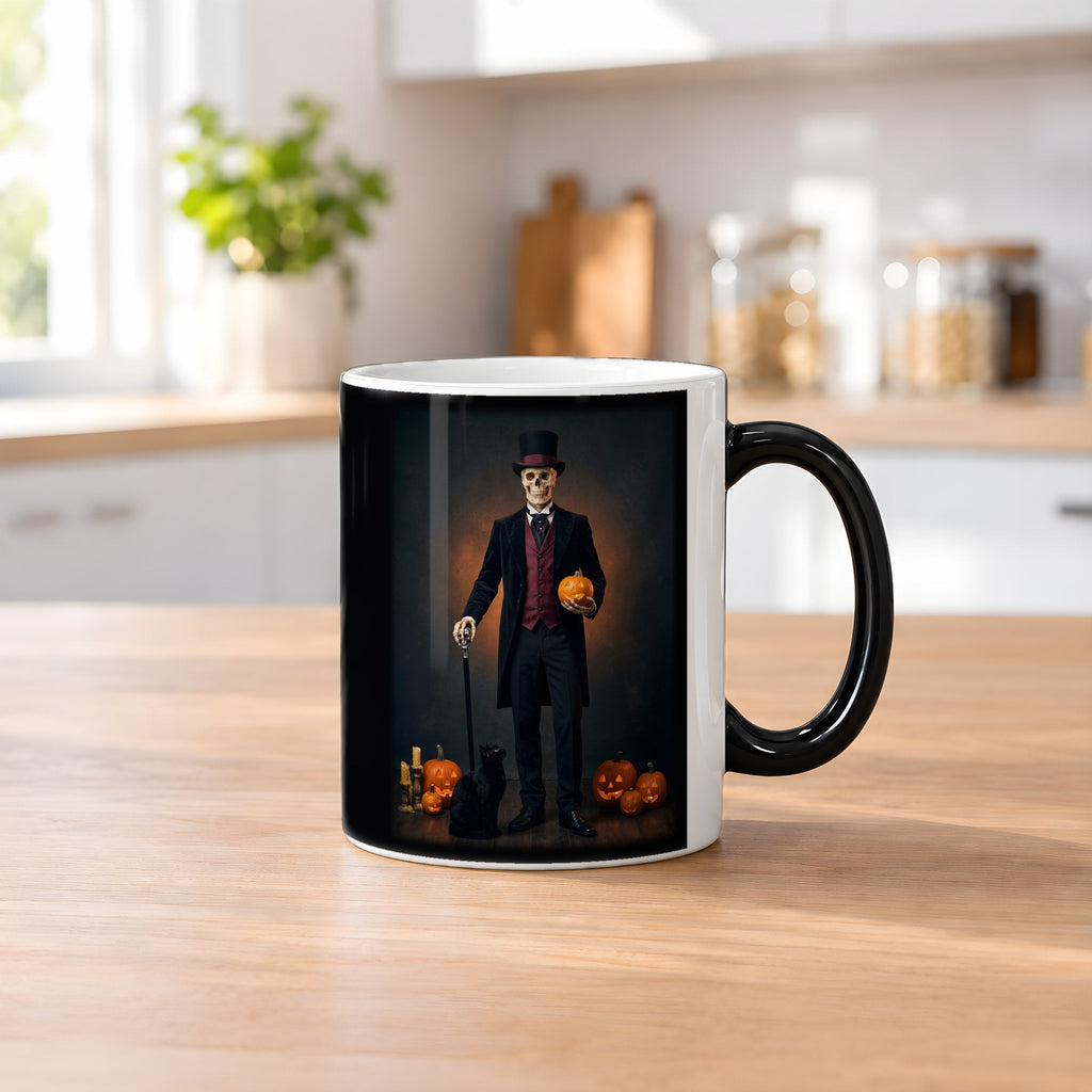 Der Gentleman – Black Edition Zaubertasse mit Motiv (heiß), auf dem Küchentresen