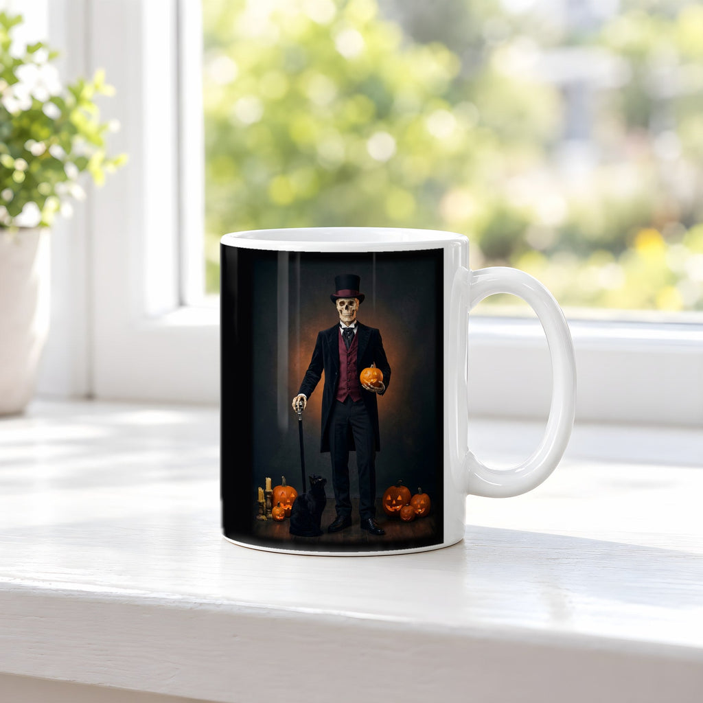 Der Gentleman – weiße Tasse, auf der Fensterbank