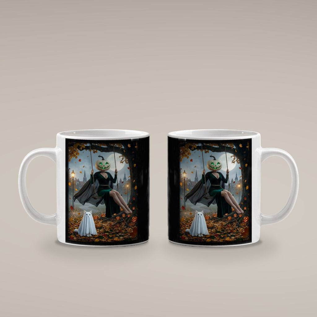 Die Herbstschaukel – weiße Tasse, beide Seiten bedruckt