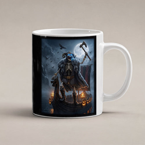 Der Skelett-Jarl – weiße Tasse, freigestellt
