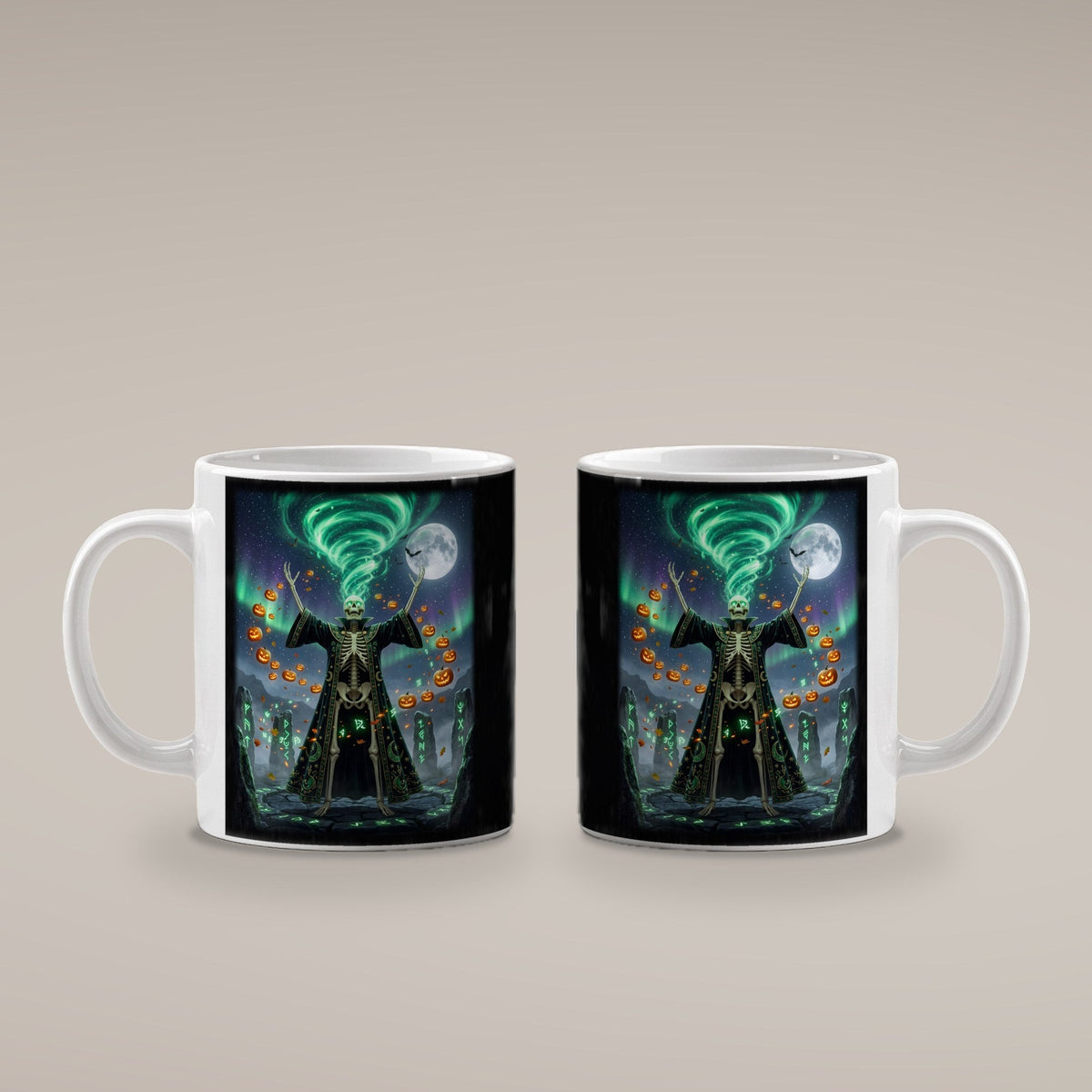 Der Steinkreis-Beschwörer – weiße Tasse, beide Seiten bedruckt