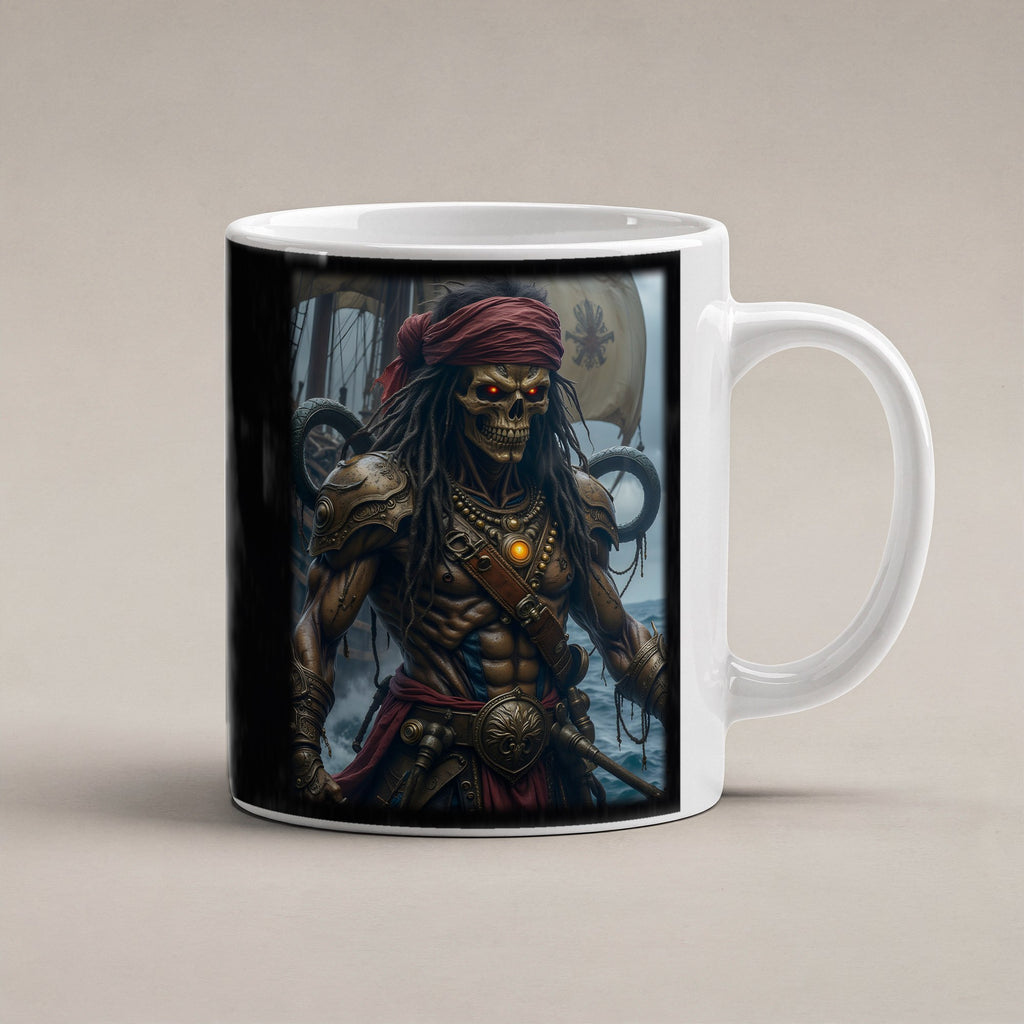 Der Skelettkapitän – weiße Tasse, freigestellt