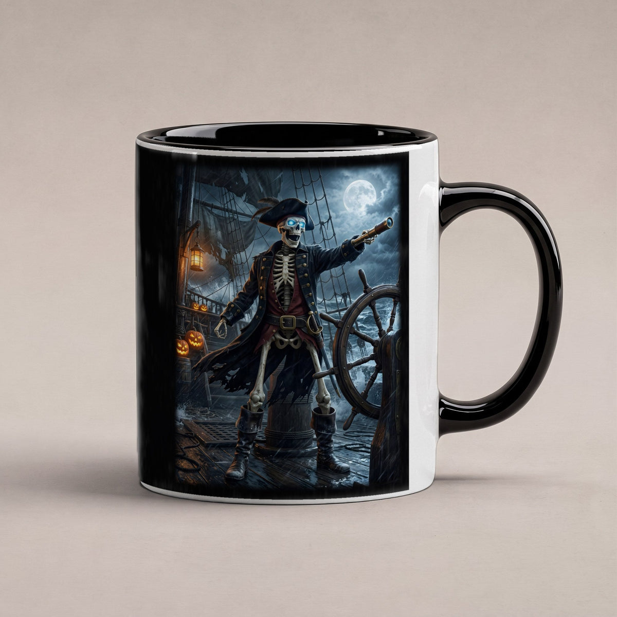 Der Knochenkapitän – Tasse innen schwarz, freigestellt