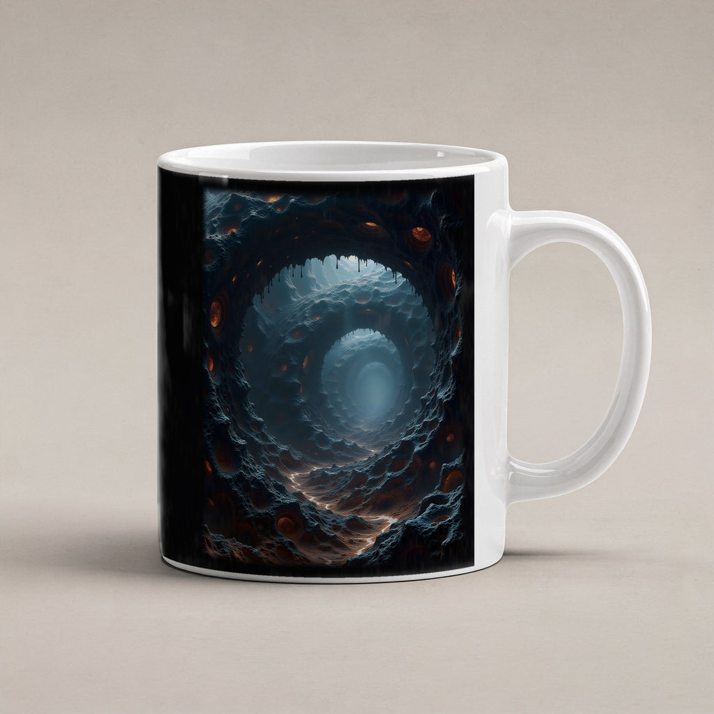 Der Schlund – weiße Tasse, freigestellt