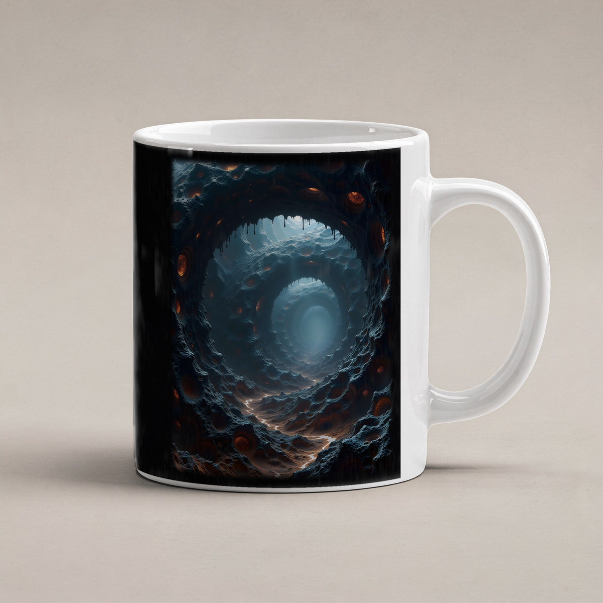 Der Schlund – weiße Tasse, freigestellt
