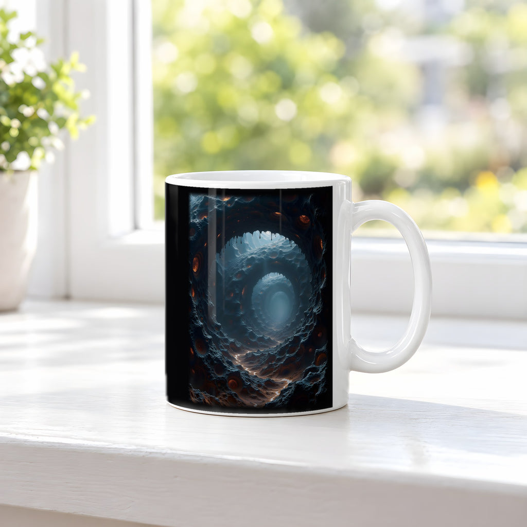Der Schlund – weiße Tasse, auf der Fensterbank