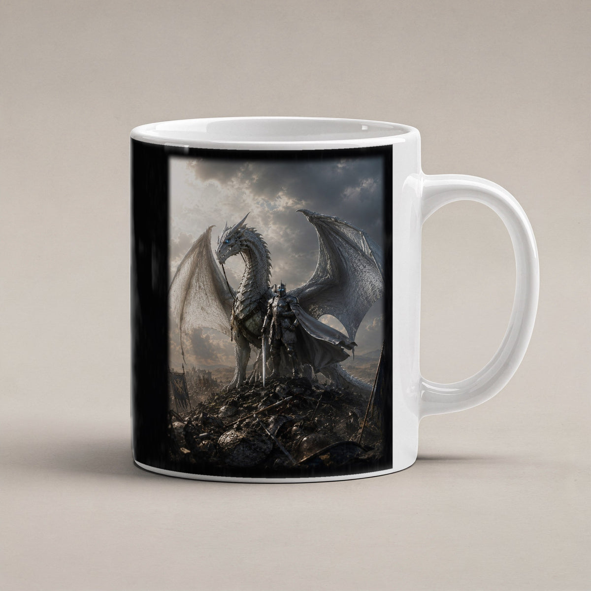 Der Silberritter – weiße Tasse, freigestellt