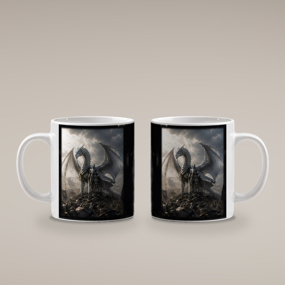 Der Silberritter – weiße Tasse, beide Seiten bedruckt