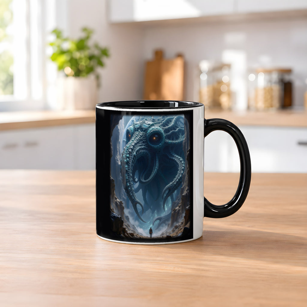 Der Splitterleviathan – Tasse innen schwarz, auf dem Küchentresen