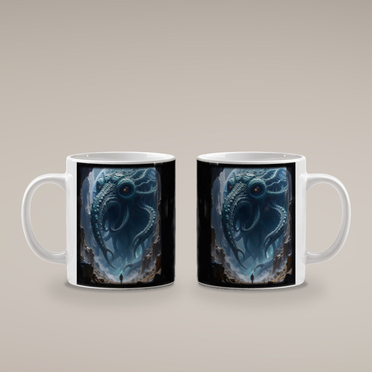 Der Splitterleviathan – weiße Tasse, beide Seiten bedruckt