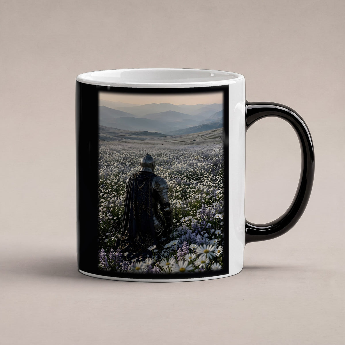 Der stille Morgen – Black Edition Zaubertasse mit Motiv (heiß), freigestellt