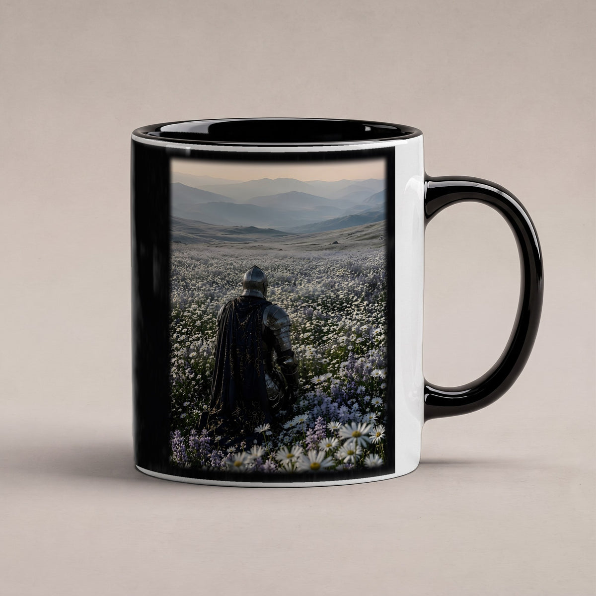 Der stille Morgen – Tasse innen schwarz, freigestellt
