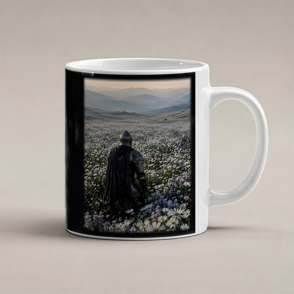 Der stille Morgen – weiße Tasse, freigestellt