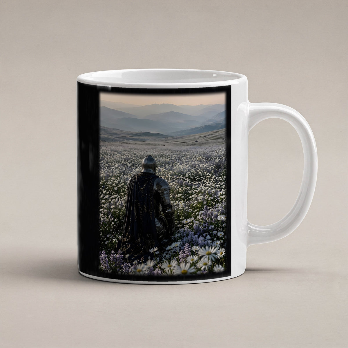 Der stille Morgen – weiße Tasse, freigestellt