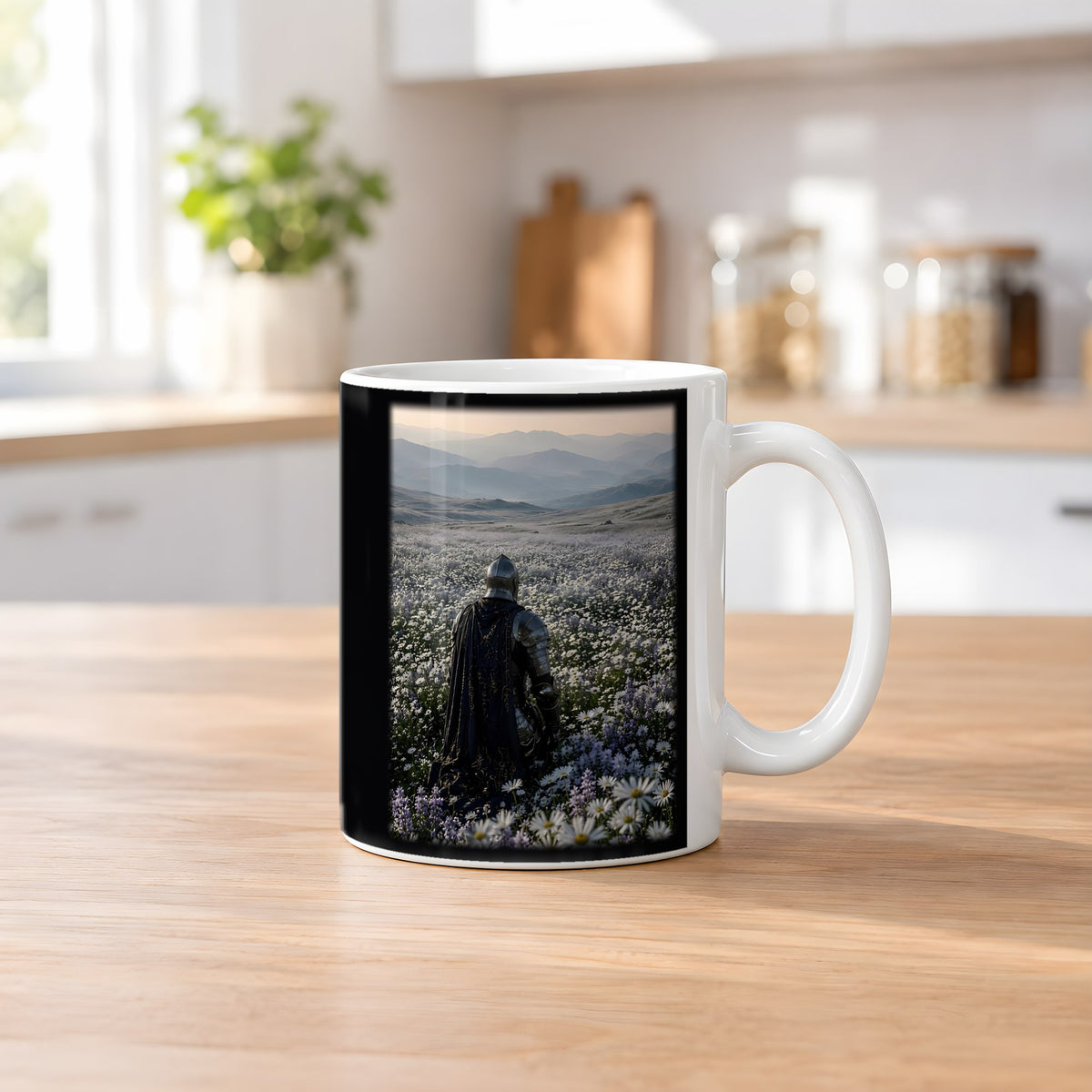 Der stille Morgen – weiße Tasse, auf dem Küchentresen