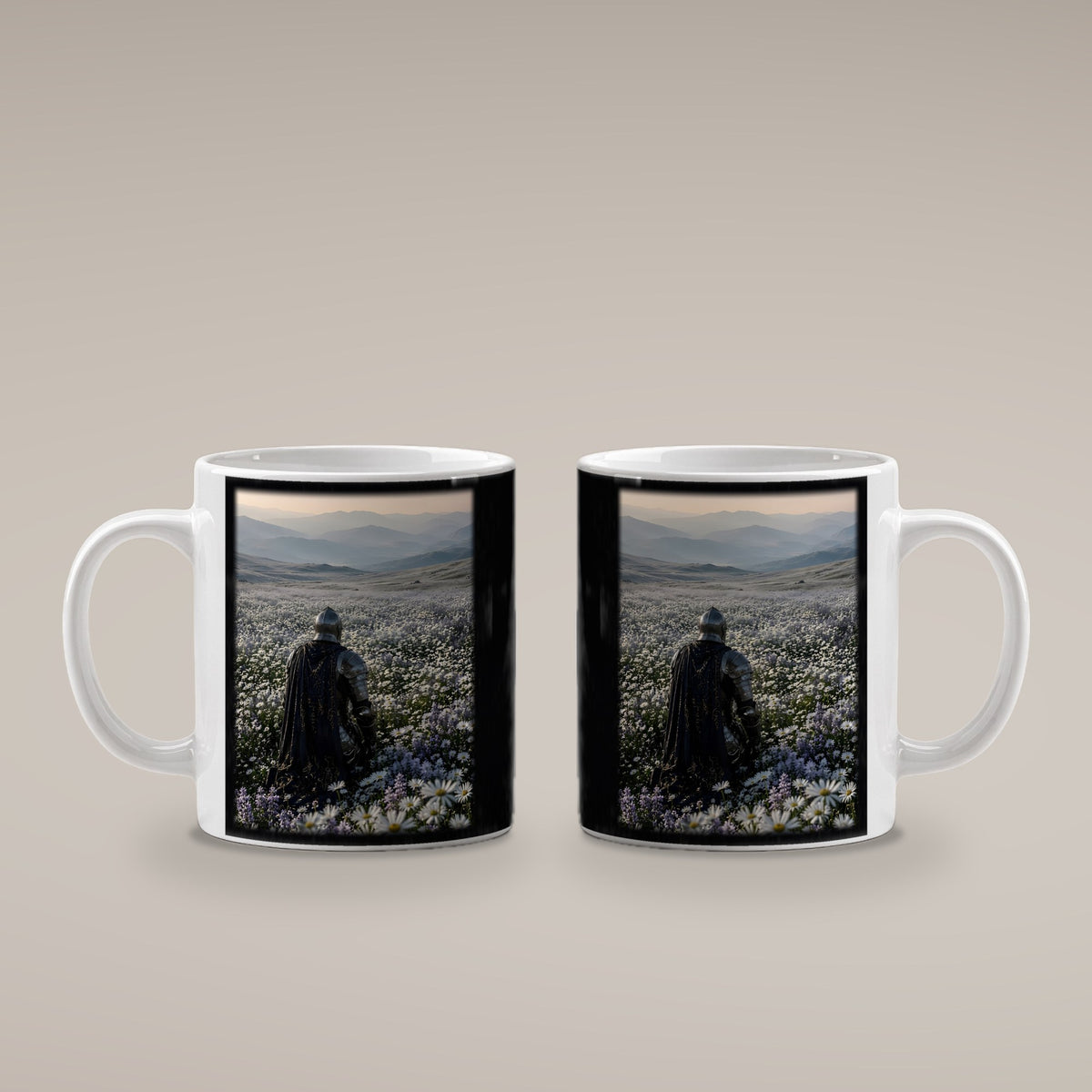 Der stille Morgen – weiße Tasse, beide Seiten bedruckt
