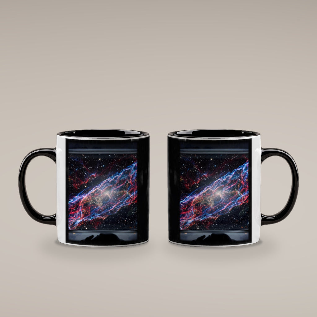 Der Schleiernebel – Tasse innen schwarz, beide Seiten bedruckt