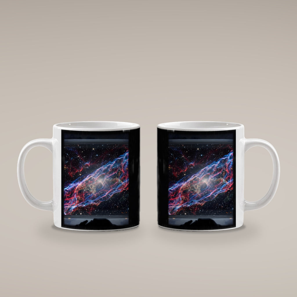 Der Schleiernebel – weiße Tasse, beide Seiten bedruckt