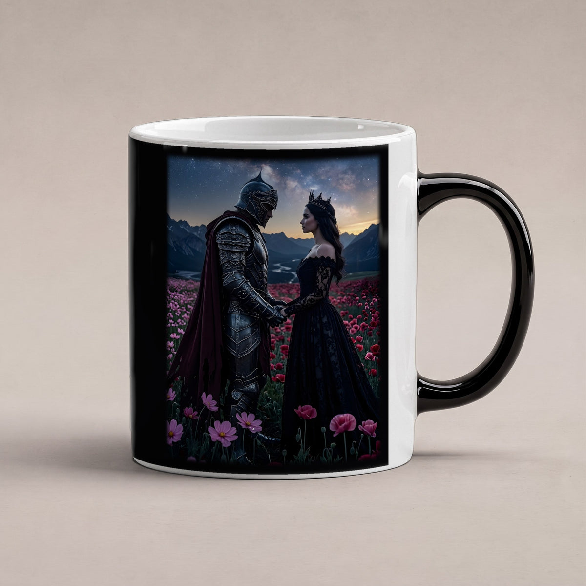 Der Sternenschwur – Black Edition Zaubertasse mit Motiv (heiß), freigestellt
