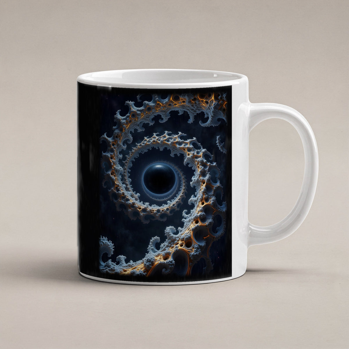 Die Spirale – weiße Tasse, freigestellt