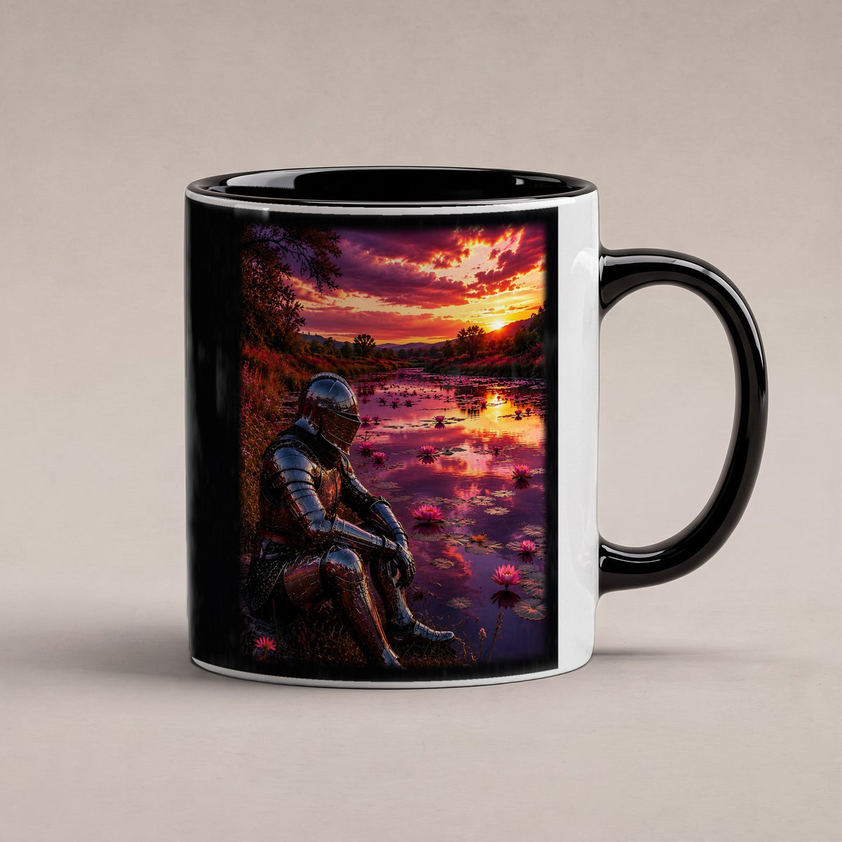 Der Seerosenteich – Tasse innen schwarz, freigestellt