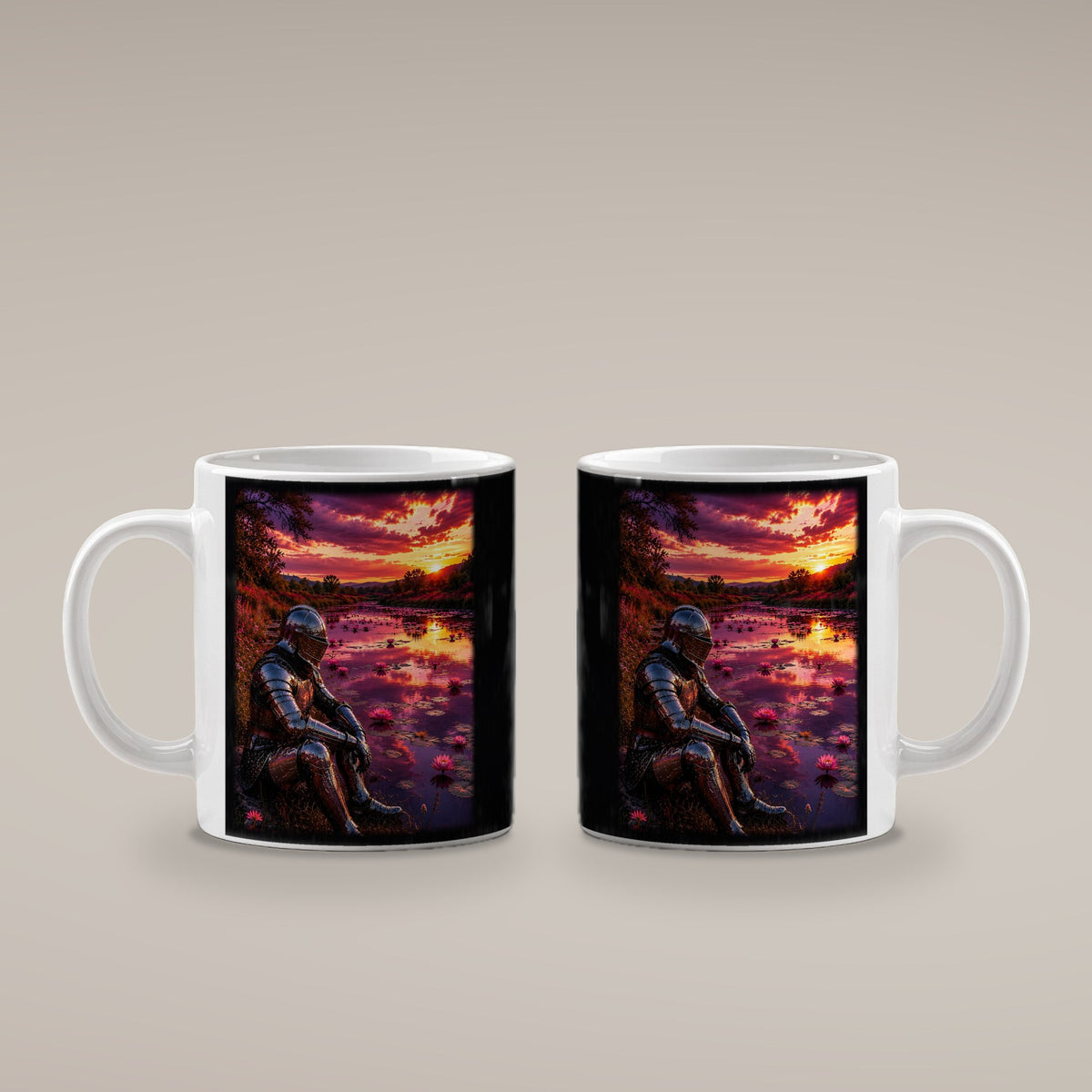 Der Seerosenteich – weiße Tasse, beide Seiten bedruckt