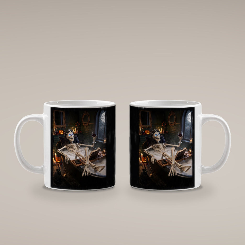 Das Schaumbad – weiße Tasse, beide Seiten bedruckt