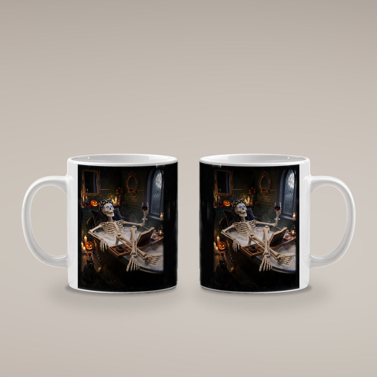 Das Schaumbad – weiße Tasse, beide Seiten bedruckt