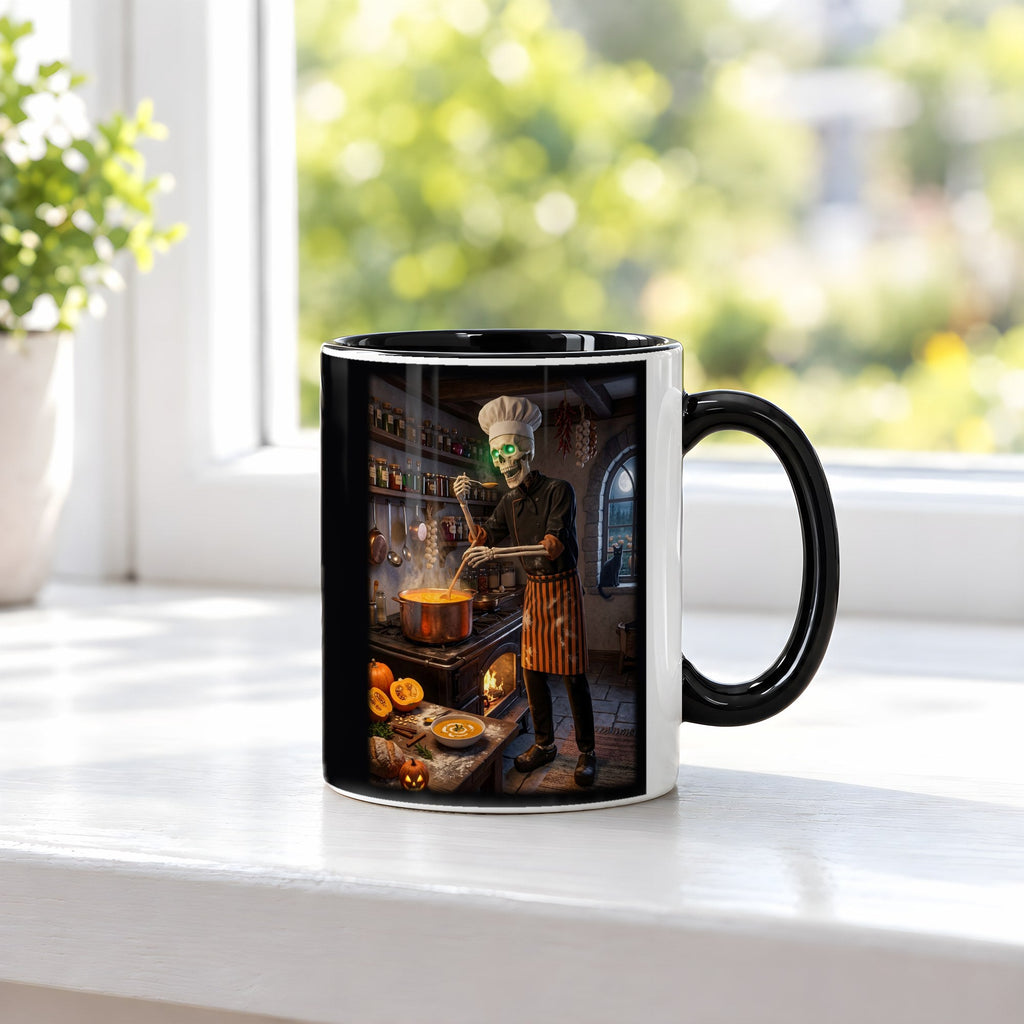 Der Suppenkoch – Tasse innen schwarz, auf der Fensterbank