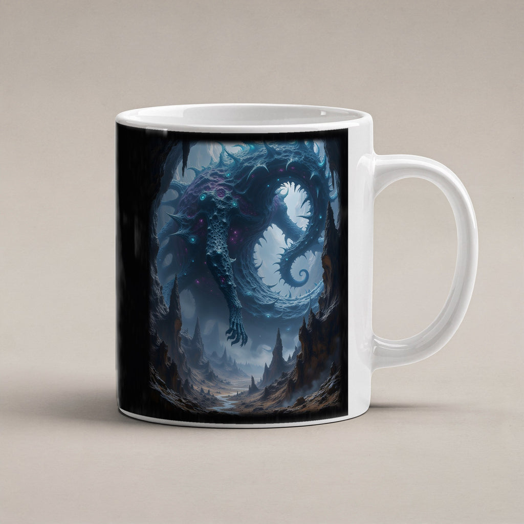 Die Scherbenschlange – weiße Tasse, freigestellt