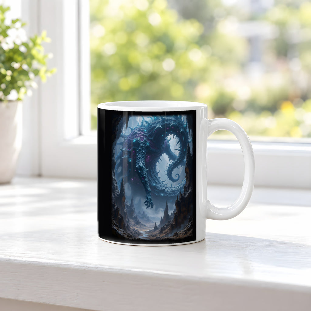 Die Scherbenschlange – weiße Tasse, auf der Fensterbank