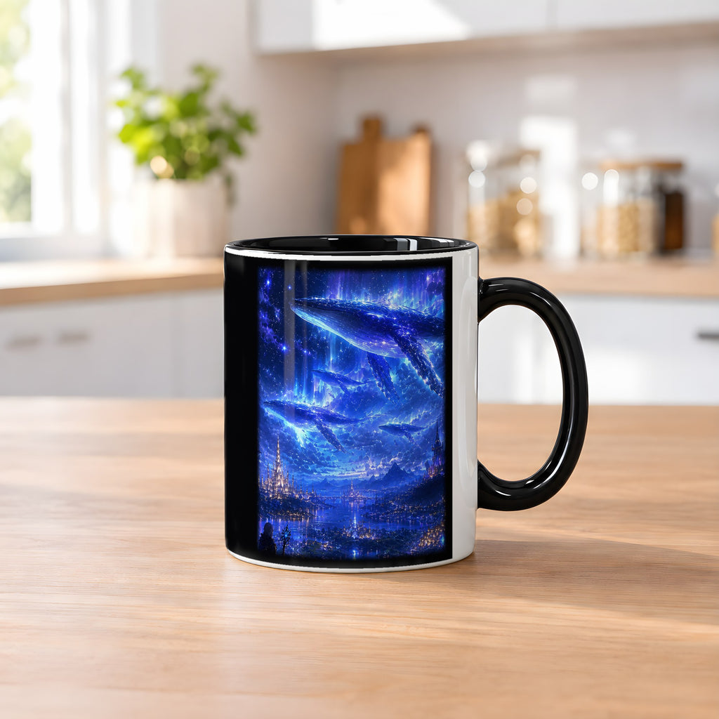 Sternenwale – Tasse innen schwarz, auf dem Küchentresen